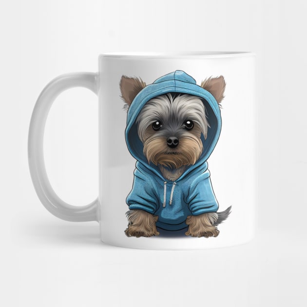 Yorkshire Terrier Wearing a Hoodie by Lakeview TeeShop